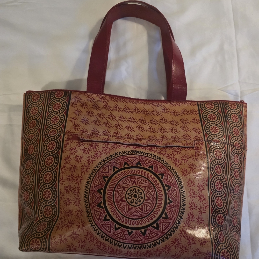 Leather Shantiniketan Painted Handbag (NWOT) - Picture 2 of 6